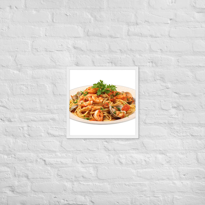 Seafood Linguine Delight Framed poster 🤤 from Yumify.AI