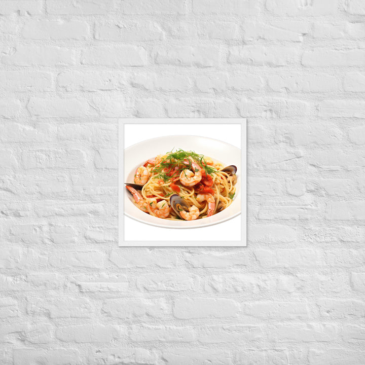 Seafood Linguine Delight Framed poster 🤤 from Yumify.AI