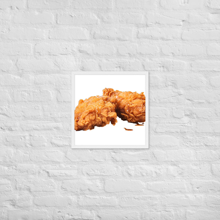 Golden Crispy Fried Chicken Framed poster 🤤 from Yumify.AI