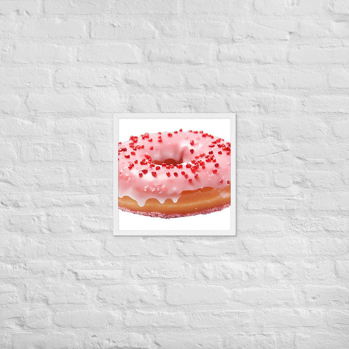 Strawberry Frosted Donut Framed poster 🤤 from Yumify.AI