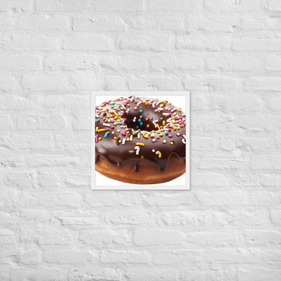 Sprinkled Chocolate Donut Framed poster 🤤 from Yumify.AI