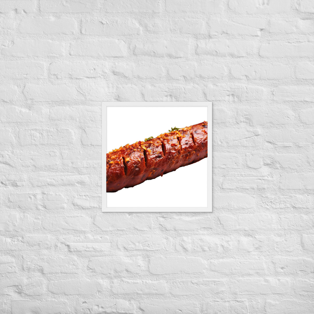 Spicy Beef Sausage Framed poster 🤤 from Yumify.AI