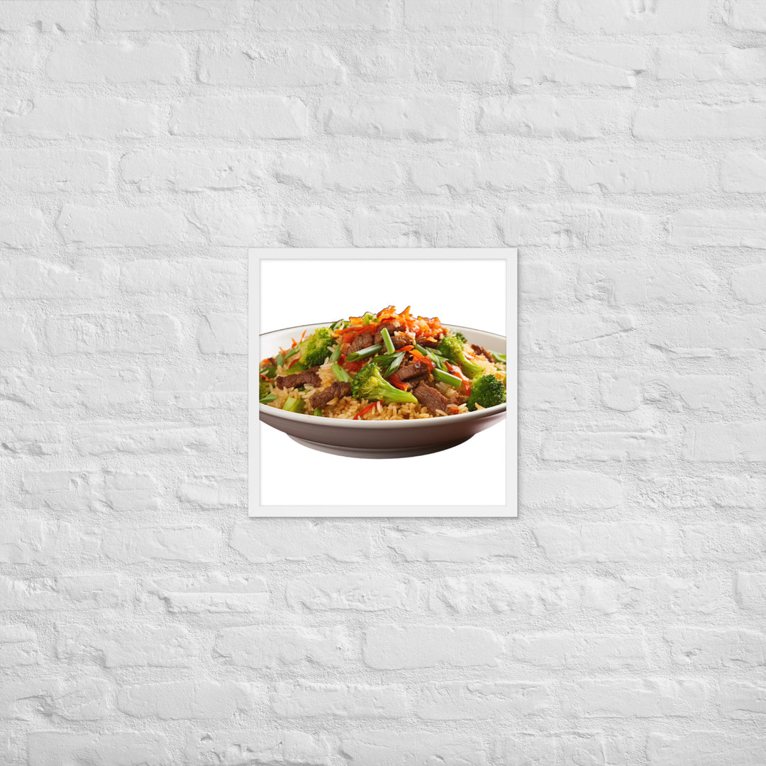 Spicy Beef Fried Rice Framed poster 🤤 from Yumify.AI