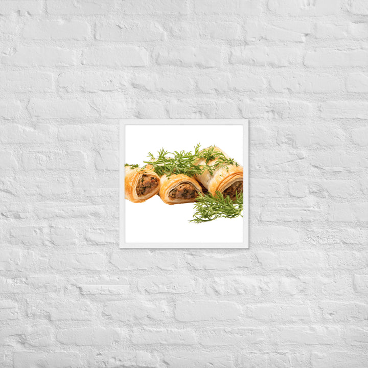 Vegan Sausage Rolls Showcase Framed poster 🤤 from Yumify.AI