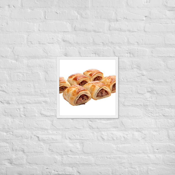 Sausage Rolls with Caramelized Onions Framed poster 🤤 from Yumify.AI