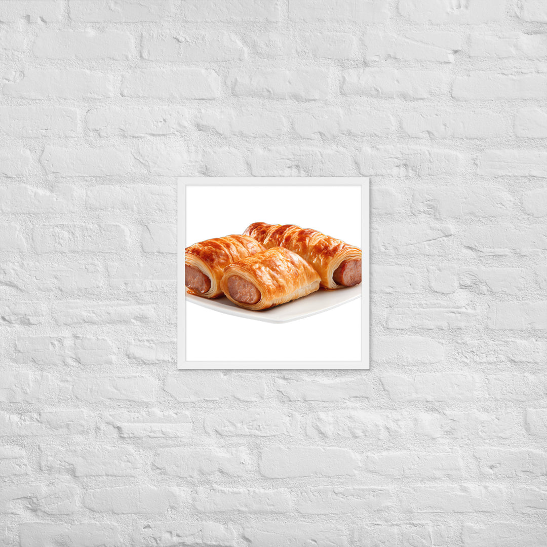 Flaky Golden Sausage Rolls Framed poster 🤤 from Yumify.AI