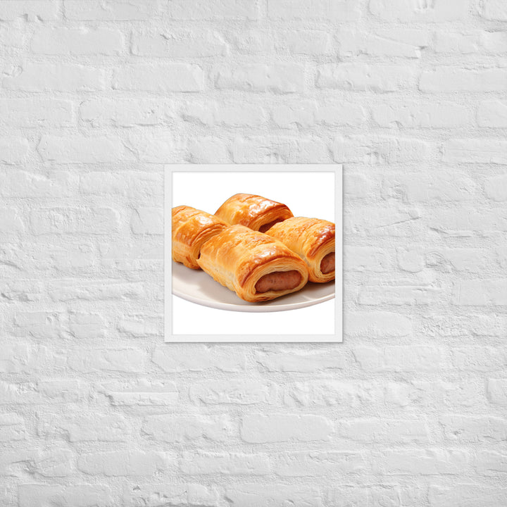 Flaky Golden Sausage Rolls Framed poster 🤤 from Yumify.AI