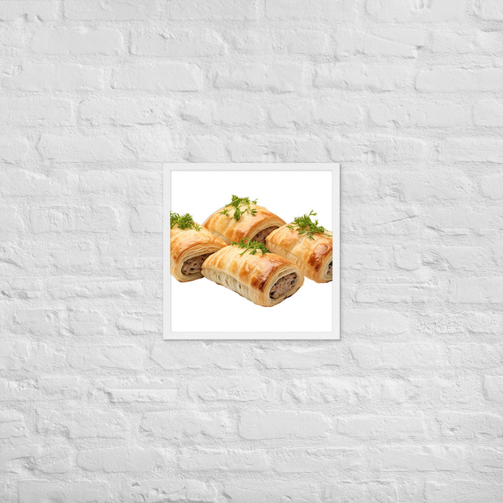 Gourmet Sausage Rolls Framed poster 🤤 from Yumify.AI