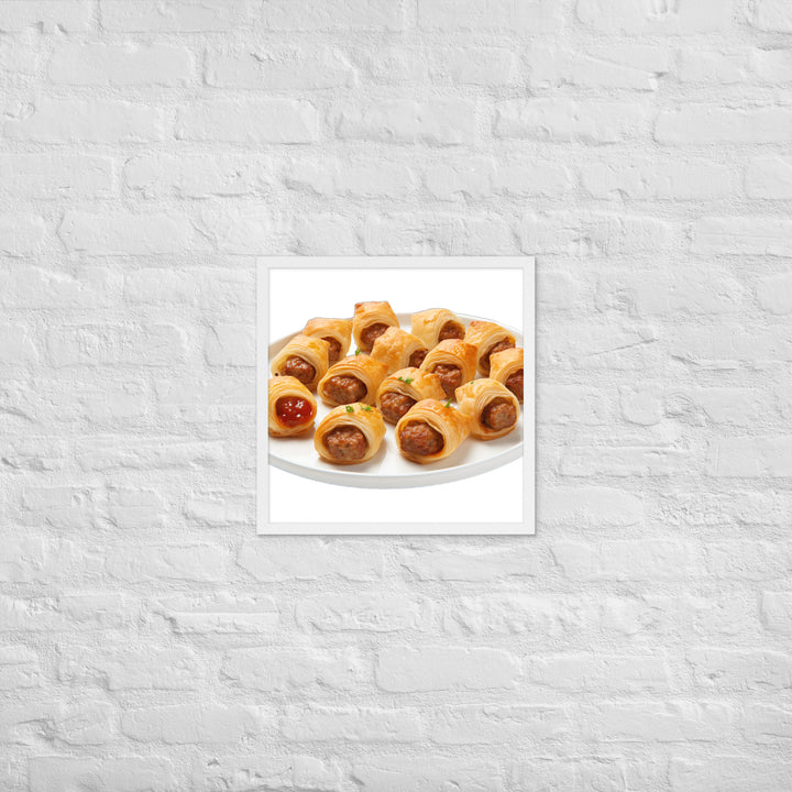 Bite Sized Mini Sausage Rolls Framed poster 🤤 from Yumify.AI