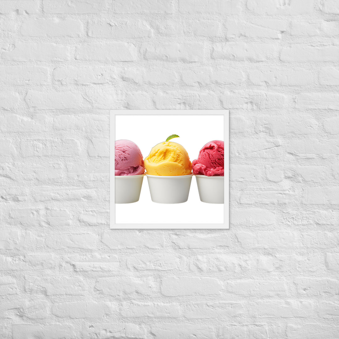 Trio of Sorbet Scoops Framed poster 🤤 from Yumify.AI