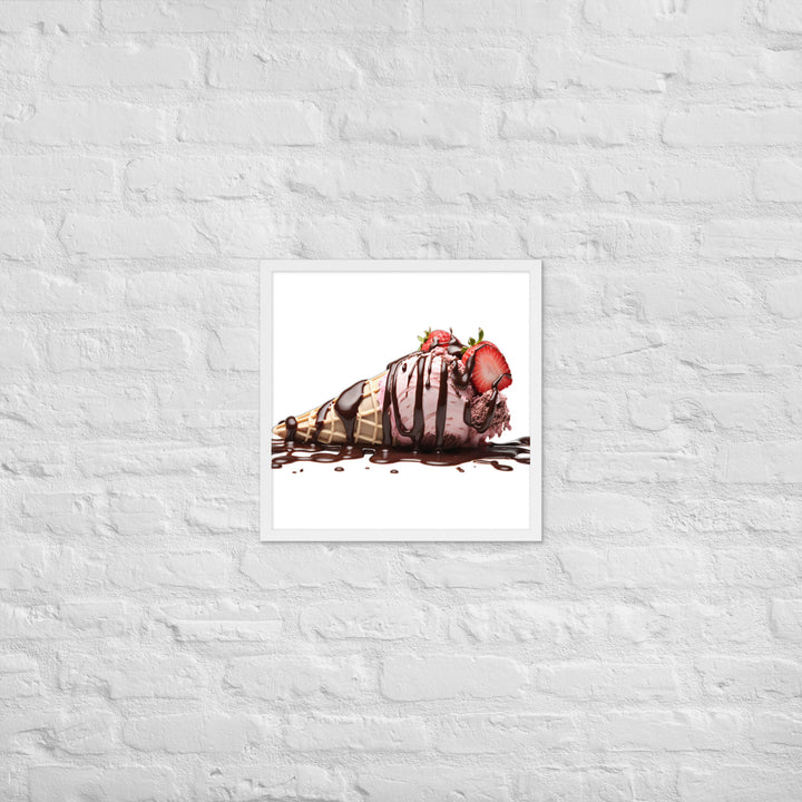 Chocolate Drizzle Over Strawberry Ice Cream Framed poster 🤤 from Yumify.AI