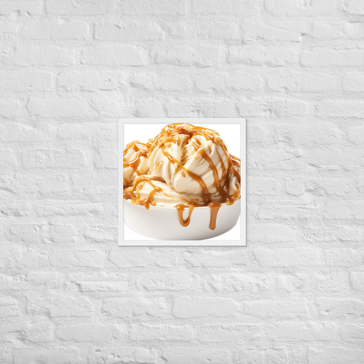 Caramel Swirls in Coffee Ice Cream Framed poster 🤤 from Yumify.AI