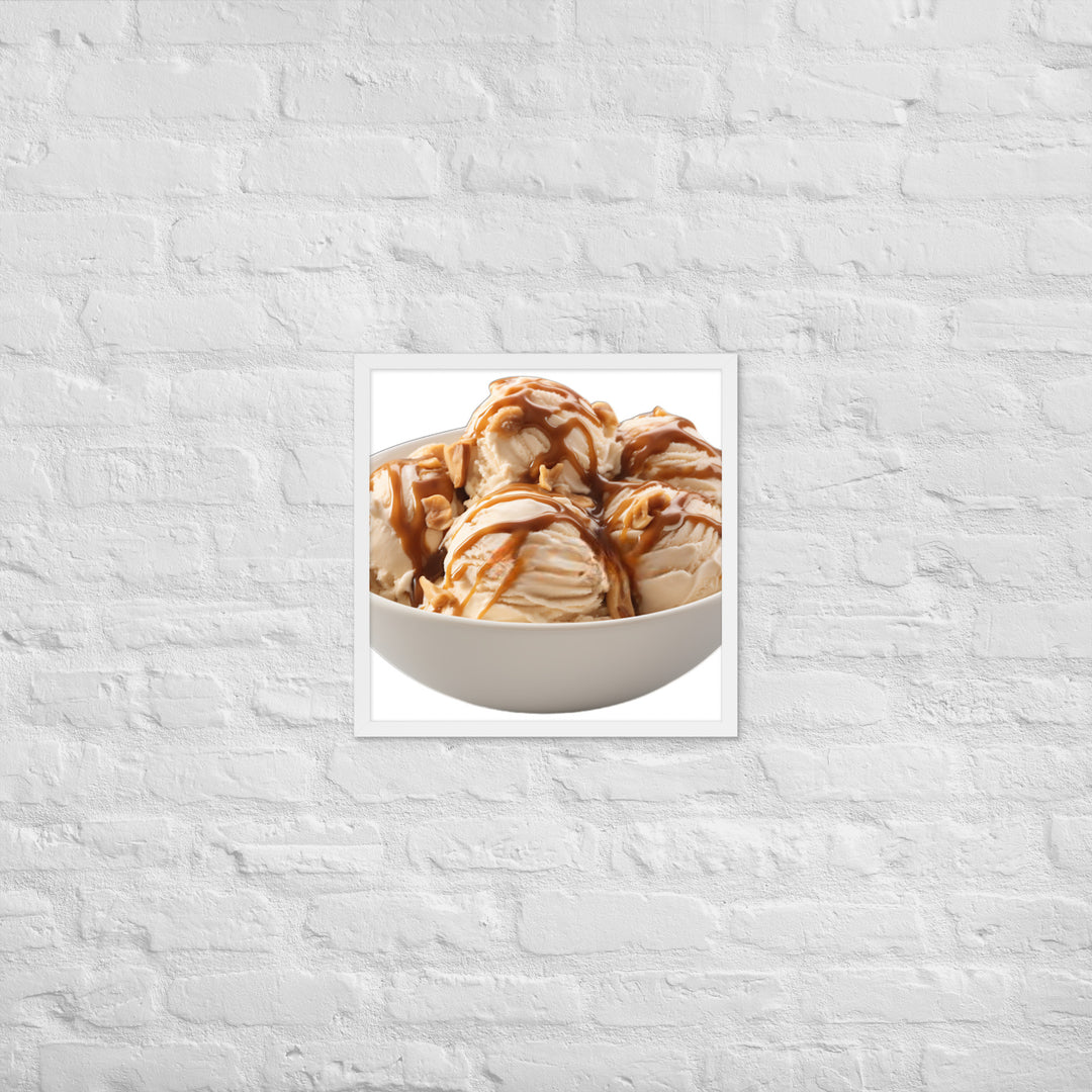 Caramel Swirls in Coffee Ice Cream Framed poster 🤤 from Yumify.AI