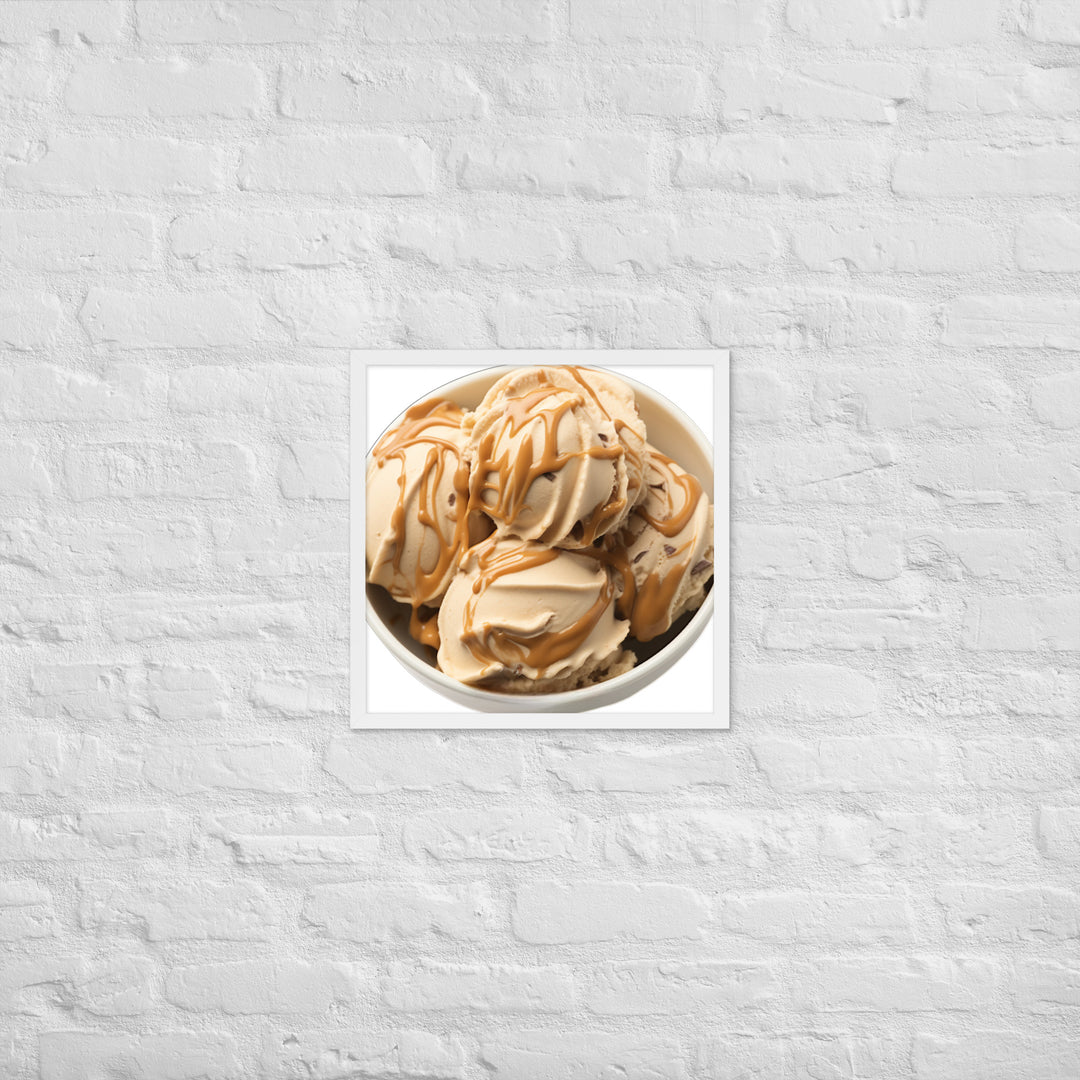 Caramel Swirls in Coffee Ice Cream Framed poster 🤤 from Yumify.AI