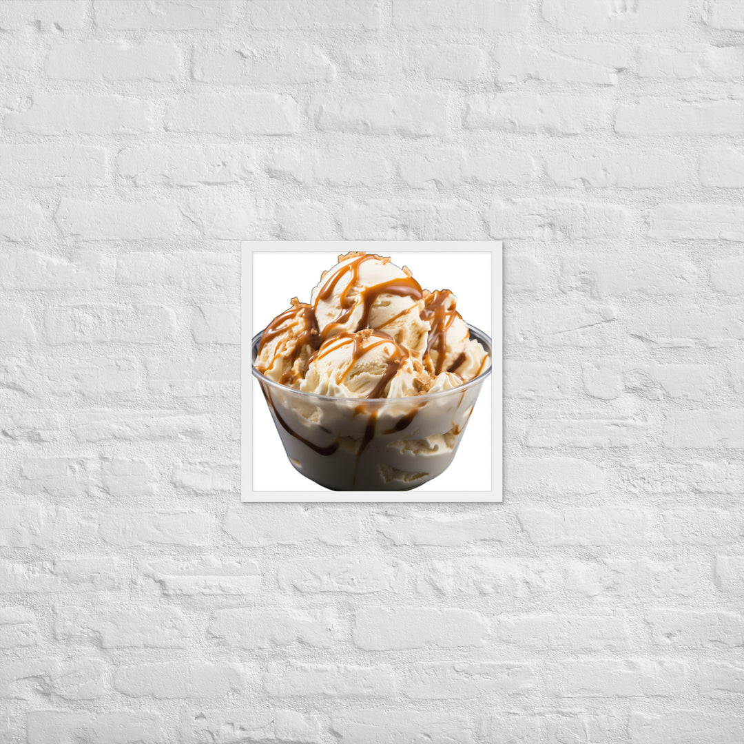 Caramel Swirls in Coffee Ice Cream Framed poster 🤤 from Yumify.AI