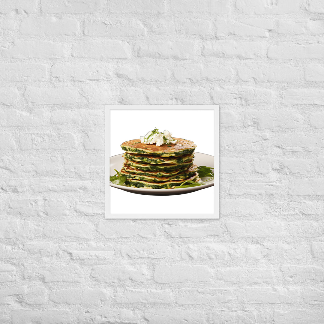 Savory Spinach Pancakes Framed poster 🤤 from Yumify.AI