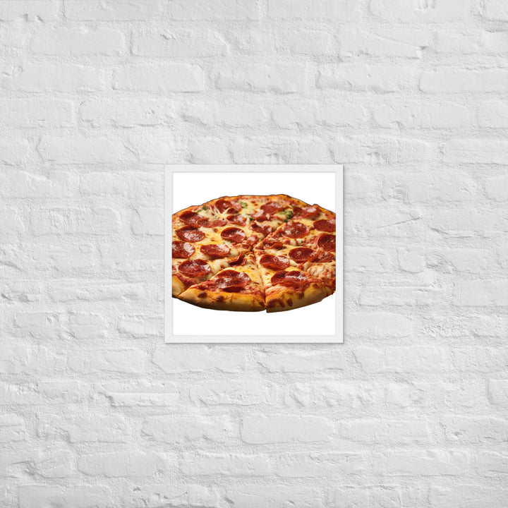 Spicy Pepperoni Explosion Pizza Framed poster 🤤 from Yumify.AI