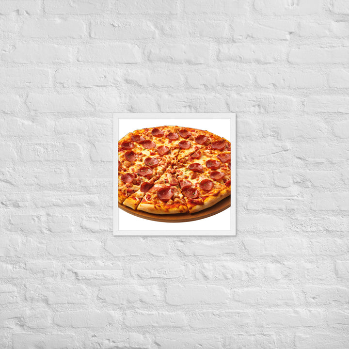 Spicy Pepperoni Explosion Pizza Framed poster 🤤 from Yumify.AI