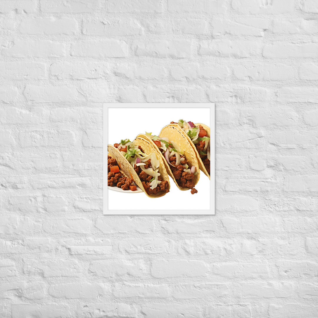 Spicy Chorizo Tacos Glow Framed poster 🤤 from Yumify.AI