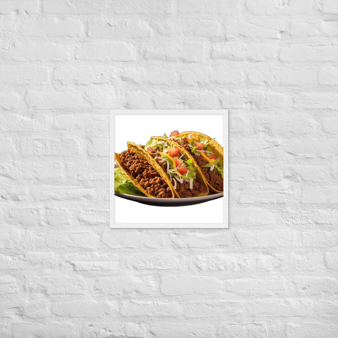 Crispy Beef Tacos Feast Framed poster 🤤 from Yumify.AI