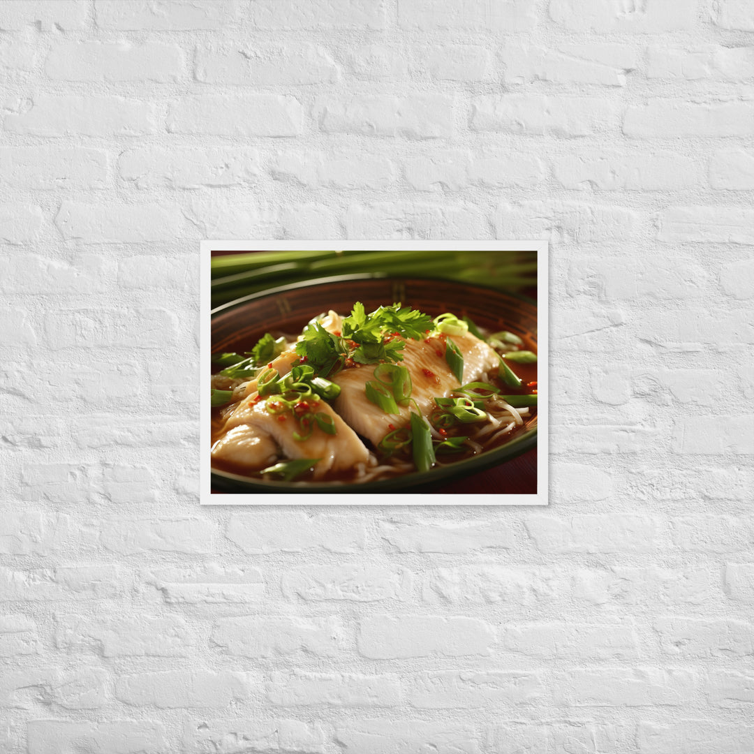 Steamed Fish with Ginger and Scallions Framed poster 🤤 from Yumify.AI