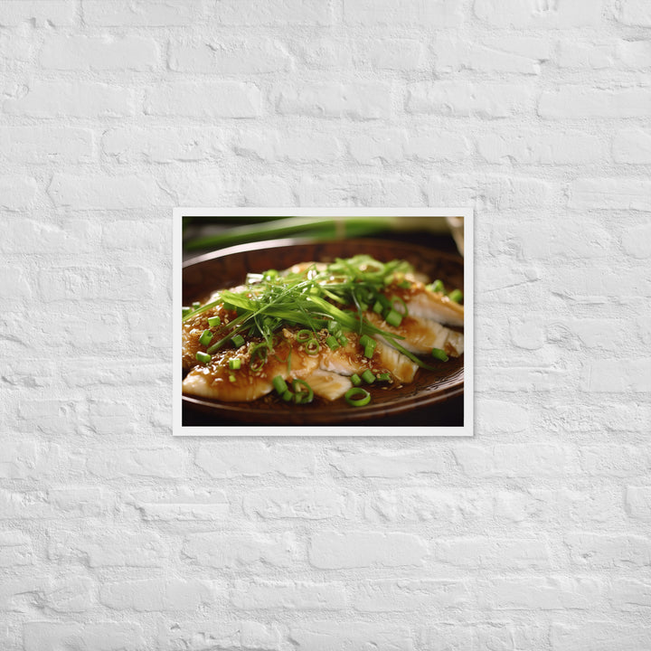 Steamed Fish with Ginger and Scallions Framed poster 🤤 from Yumify.AI