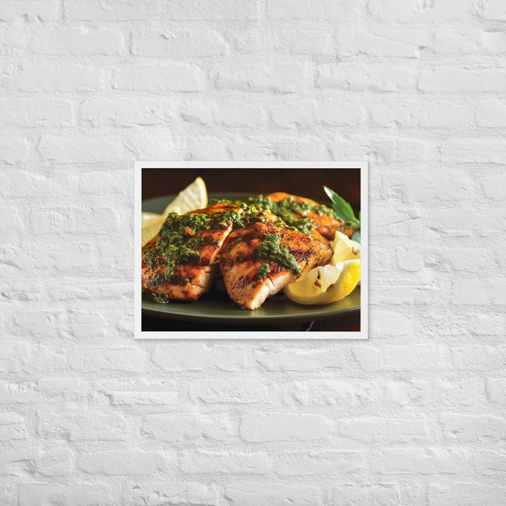 Chermoula Marinated Grilled Fish Framed poster 🤤 from Yumify.AI