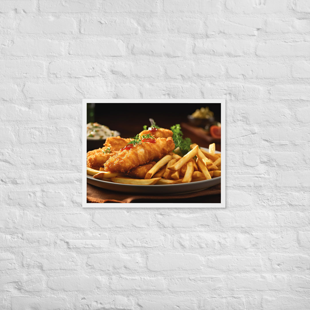 Barramundi Fish and Chips Framed poster 🤤 from Yumify.AI