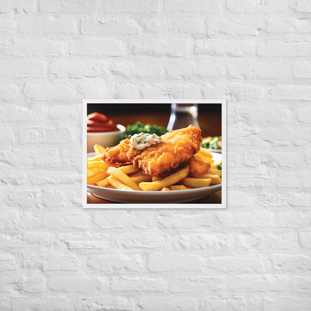 Barramundi Fish and Chips Framed poster 🤤 from Yumify.AI