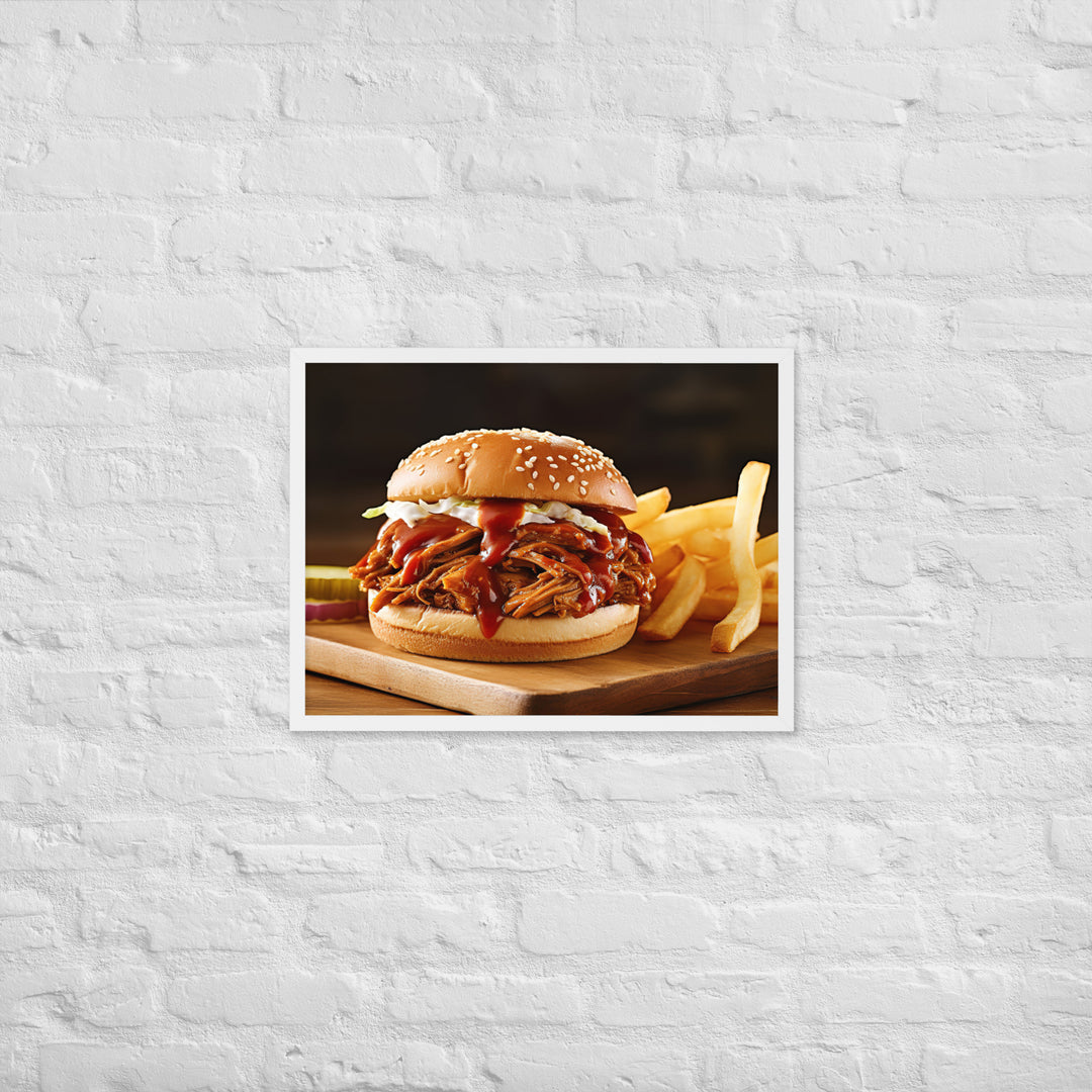 BBQ Pulled Pork Sandwich Framed poster 🤤 from Yumify.AI