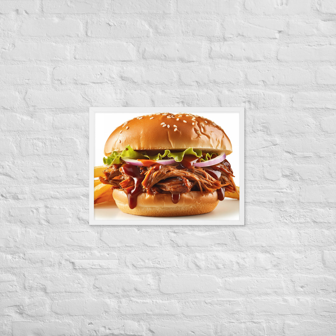 BBQ Pulled Pork Sandwich Framed poster 🤤 from Yumify.AI