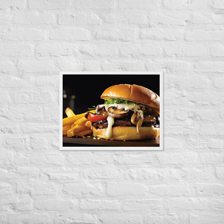 Mushroom Swiss Burger Framed poster 🤤 from Yumify.AI