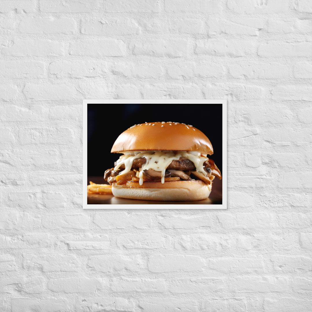 Mushroom Swiss Burger Framed poster 🤤 from Yumify.AI