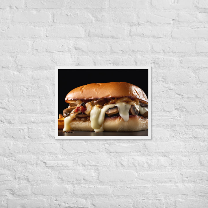 Mushroom Swiss Burger Framed poster 🤤 from Yumify.AI