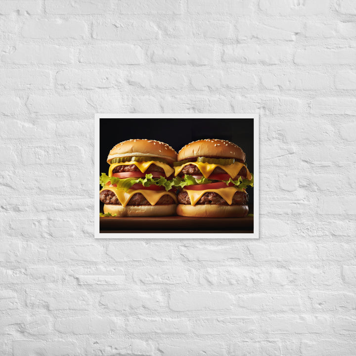 Double Cheese burger Framed poster 🤤 from Yumify.AI