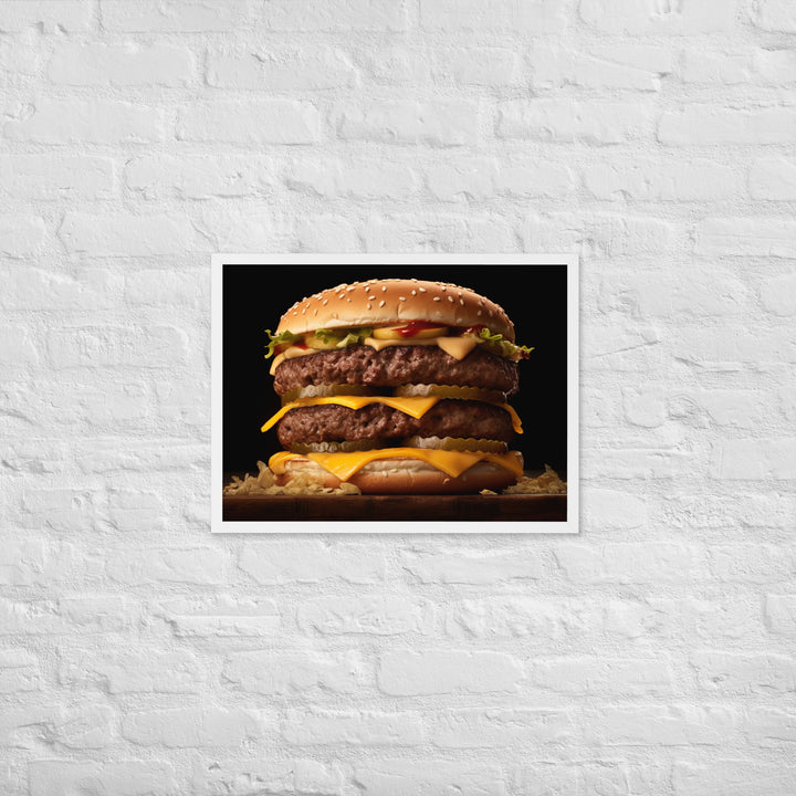 Double Cheese burger Framed poster 🤤 from Yumify.AI