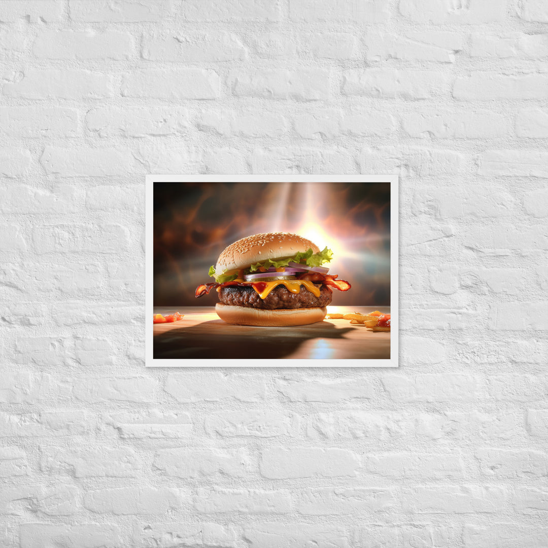 Bacon Cheese burger Framed poster 🤤 from Yumify.AI