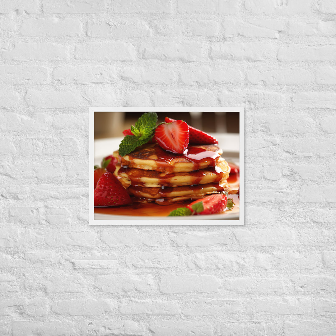 Strawberry Pancakes Framed poster 🤤 from Yumify.AI