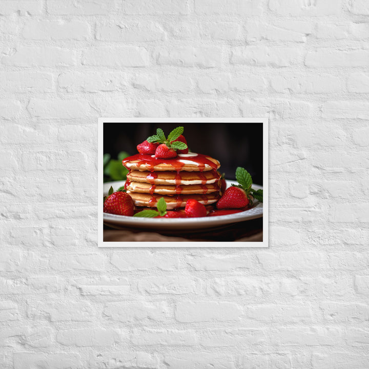 Strawberry Pancakes Framed poster 🤤 from Yumify.AI