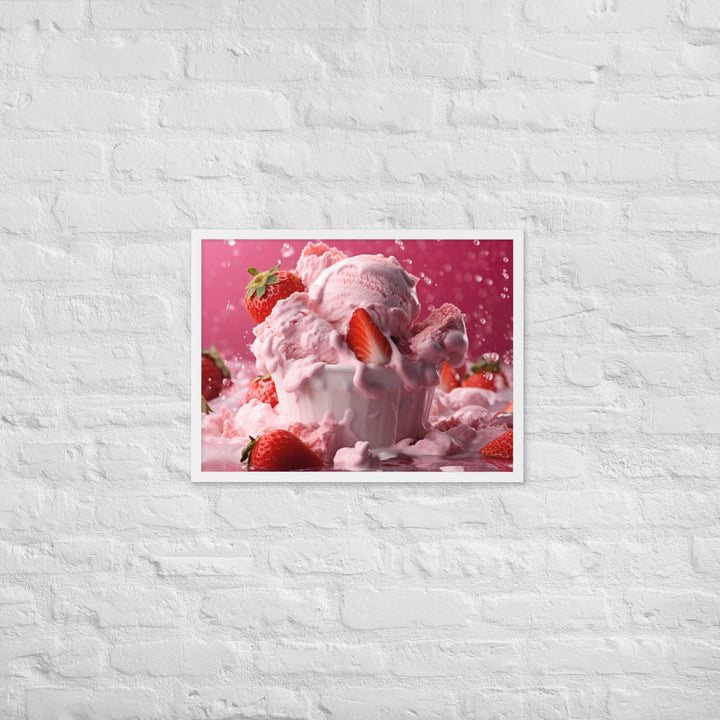 Strawberry Ice Cream Framed poster 🤤 from Yumify.AI