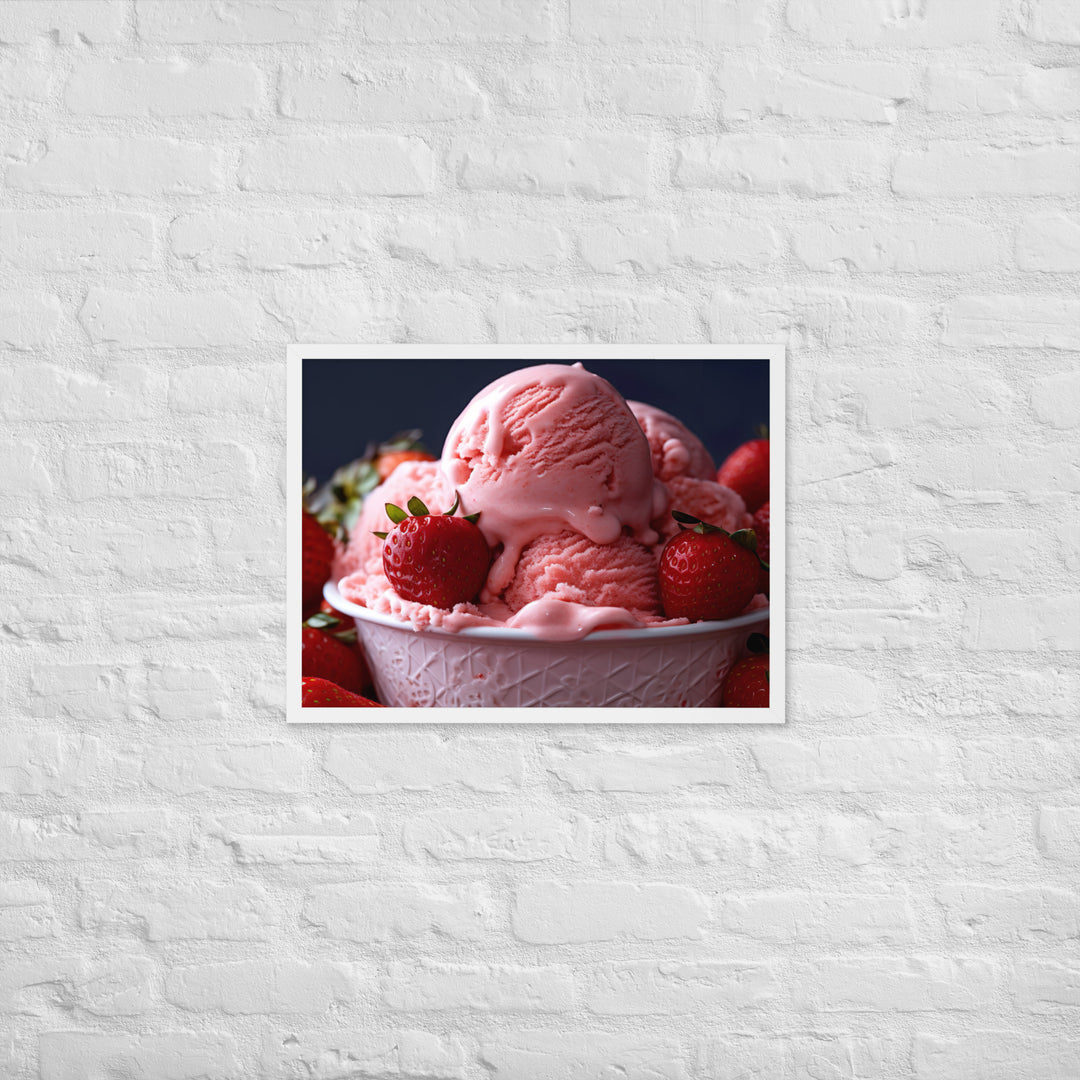 Strawberry Ice Cream Framed poster 🤤 from Yumify.AI