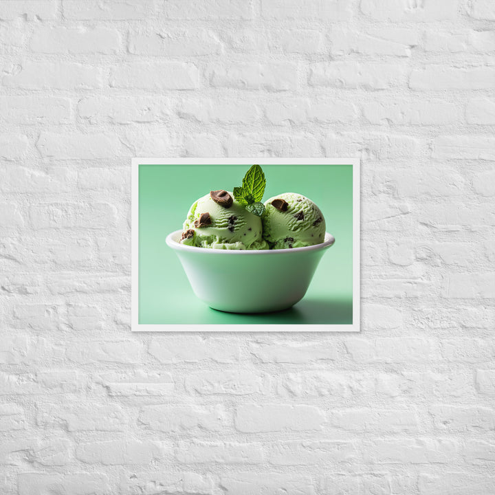 Mint Chocolate Chip Ice Cream Framed poster 🤤 from Yumify.AI