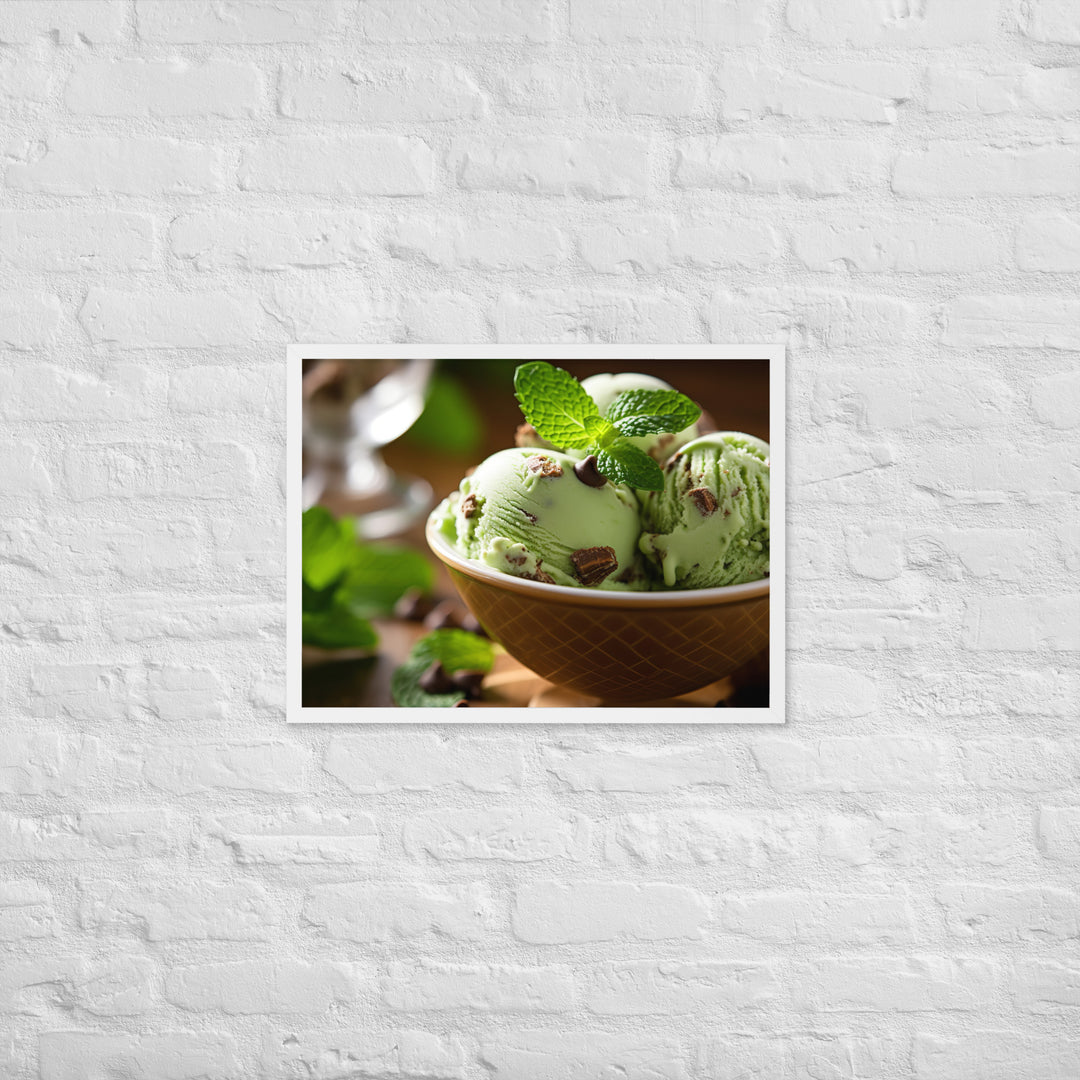 Mint Chocolate Chip Ice Cream Framed poster 🤤 from Yumify.AI