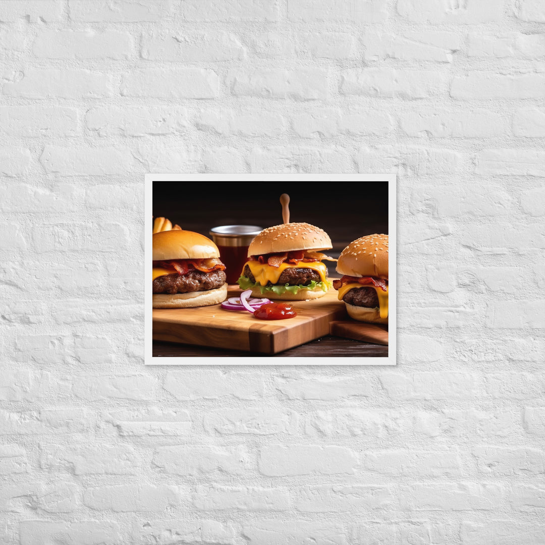 Bacon Cheeseburgers Framed poster 🤤 from Yumify.AI