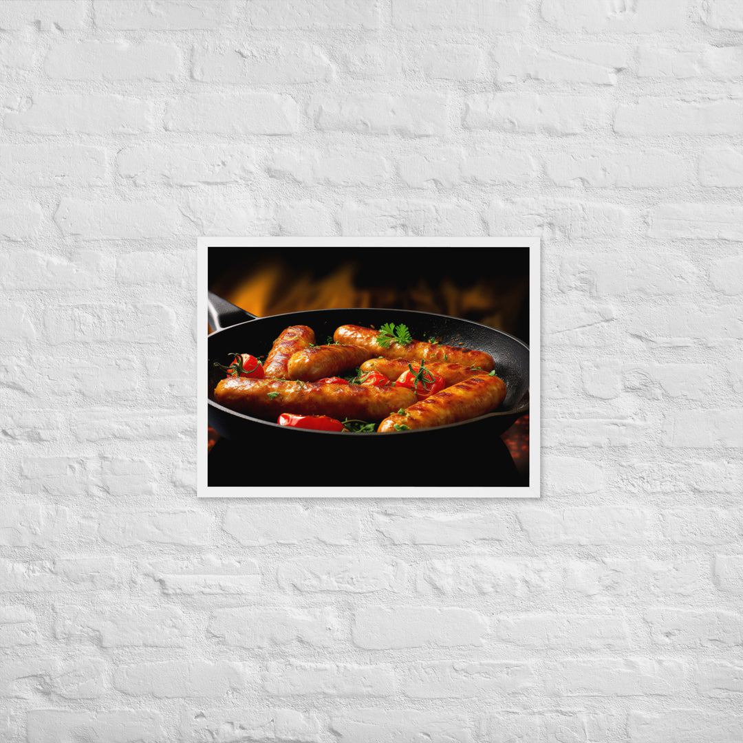 Pan Fried Sausage Framed poster 🤤 from Yumify.AI