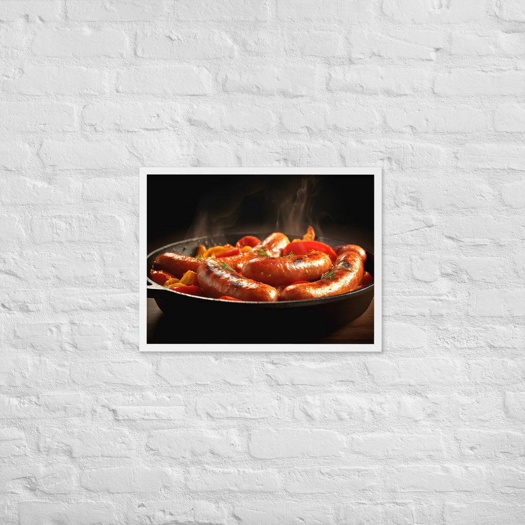 Pan Fried Sausage Framed poster 🤤 from Yumify.AI