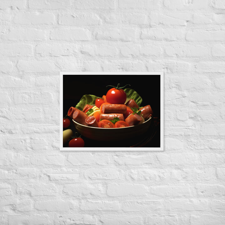 Boiled sausage Framed poster 🤤 from Yumify.AI