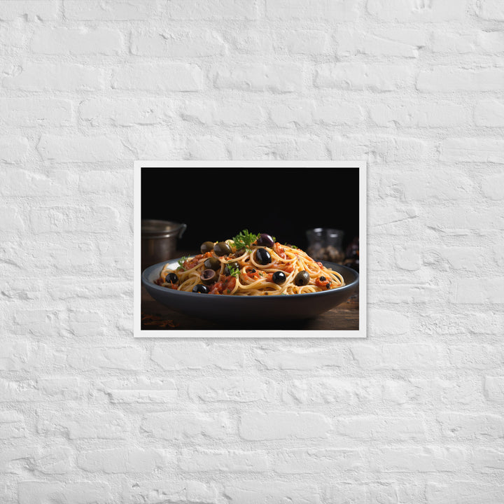 Spaghetti Puttanesca with Anchovies Framed poster 🤤 from Yumify.AI