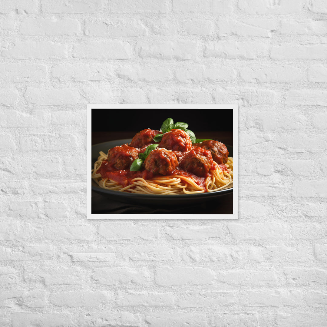 Classic Spaghetti and Meatballs Framed poster 🤤 from Yumify.AI