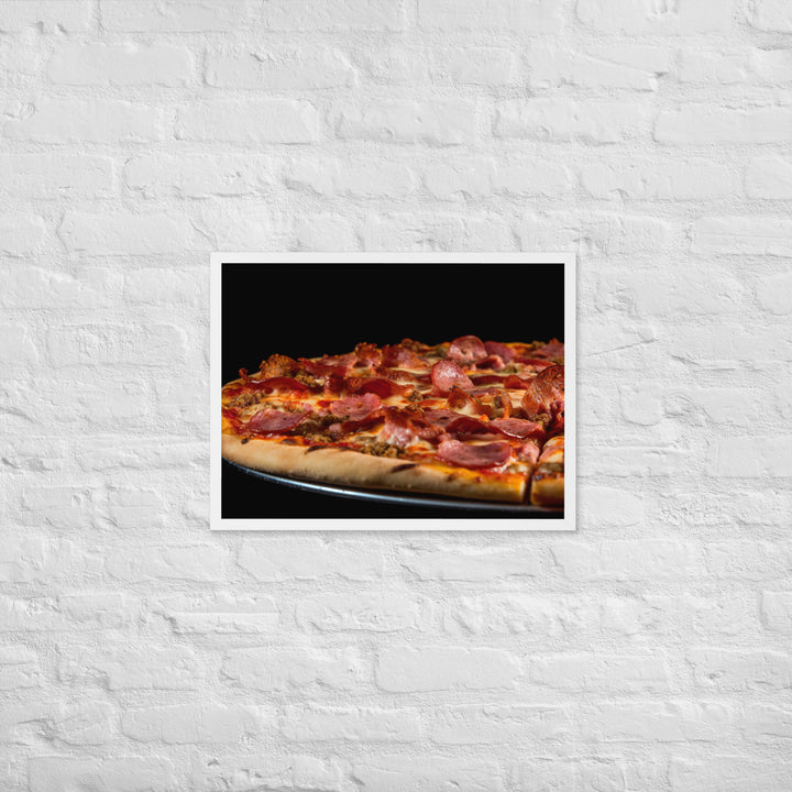 A Loaded Meat Pizza Framed poster 🤤 from Yumify.AI